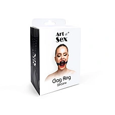 Кляп-розширювач силіконове кільце Art of Sex – Gag ring, червоний, натуральна шкіра