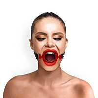 Кляп-расширитель силиконовое кольцо Art of Sex – Gag ring, красный, натуральная кожа