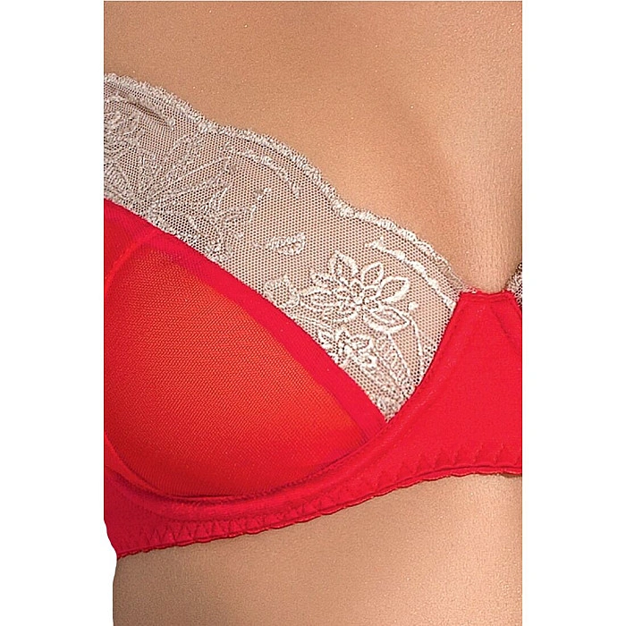 Комплект белья LORAINE SET red XXL/XXXL - Passion Exclusive: лиф, стринги, пояс для чулок