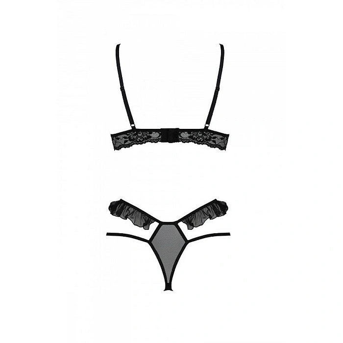Эротический комплект Passion DOLLY SET, XXL/XXXL, black, с открытыми чашками