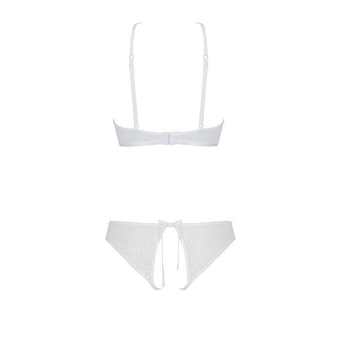 Комплект: бра, трусики с ажурным декором и открытым шагом URSULA SET L/XL, white