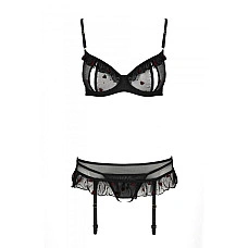 Сексуальный комплект с поясом для чулок Passion LOVELIA SET S/M, black