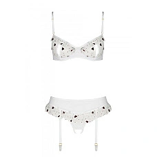 Сексуальный комплект с поясом для чулок Passion LOVELIA SET S/M, white