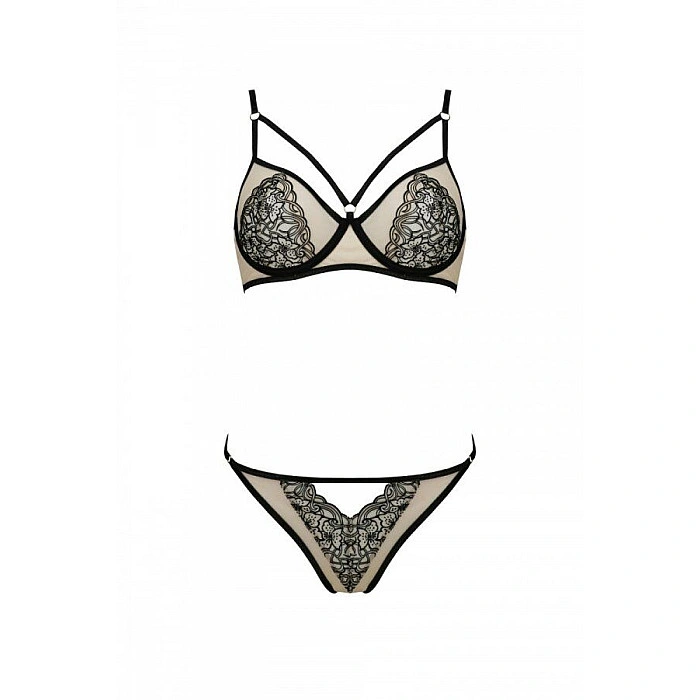 Комплект Passion LORINA SET, S/M, beige, бюстгальтер и трусики