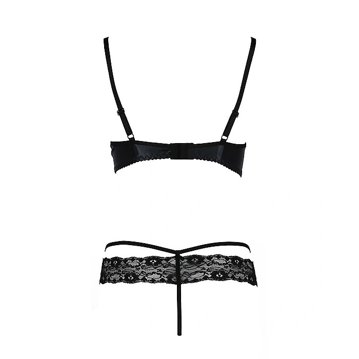 Комплект білизни Passion Exclusive NORTH SET L/XL, black, ліф і трусики з елементами під латекс