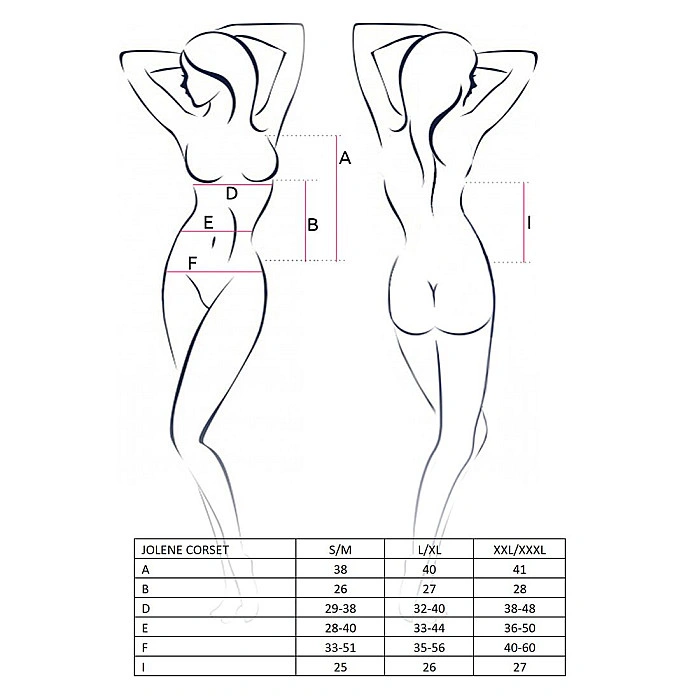 Корсет з пажами Passion JOLENE CORSET XXL/XXXL, black, трусики, напіввідчинені груди, напівпрозорий