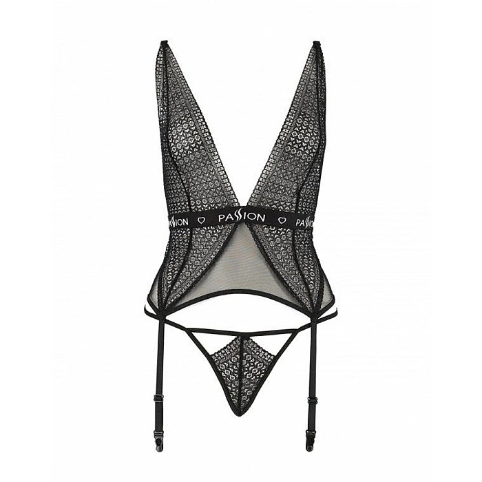 Напівпрозорий корсет Passion Exclusive MIRAJANE CORSET XXL/XXXL, black