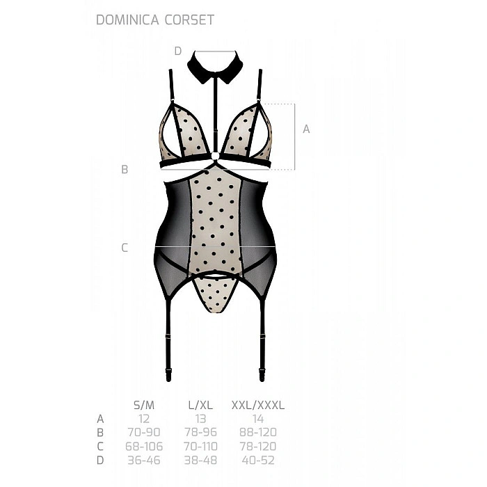 Корсет з відкритими грудьми Passion DOMINICA CORSET XXL/XXXL beige, пажі для панчіх, стрінги