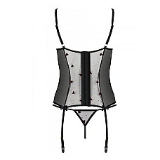 Корсет з підв'язками, стрінги Passion LOVELIA CORSET S/M, black