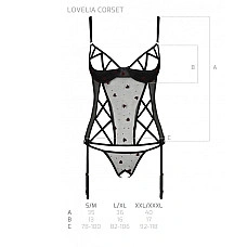 Корсет з підв'язками, стрінги Passion LOVELIA CORSET S/M, black