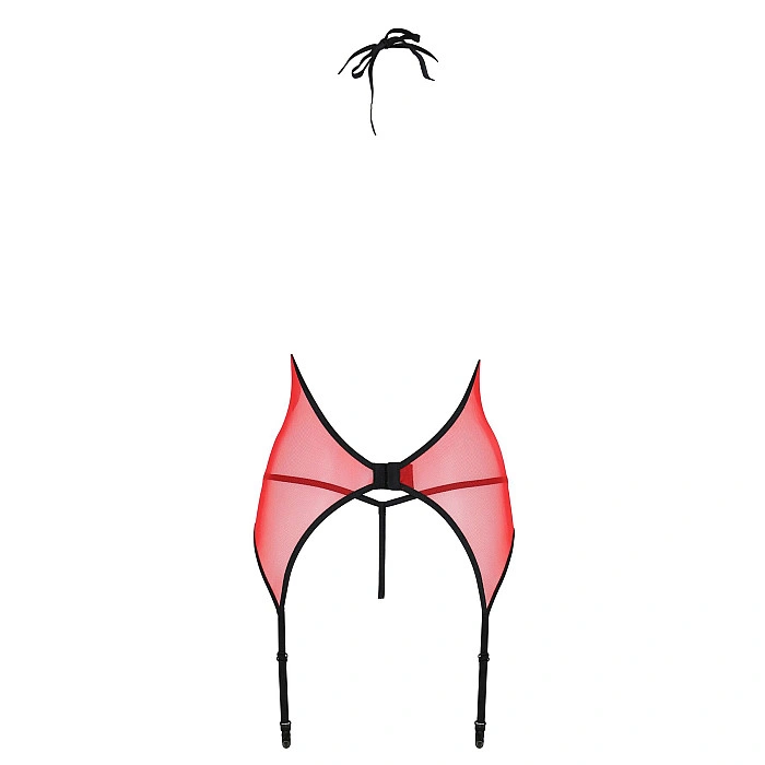 Корсет с пажами для чулок Passion PEONIA CORSET L/XL red, стринги