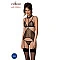 Корсет з відкритими грудьми Passion DOMINICA CORSET XXL/XXXL black, пажі для панчіх, стрінги