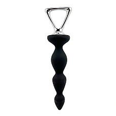 Анальная цепочка Adrien Lastic Arrow II, черная, силиконовая, гибкая, с металлической ручкой, диаметр 3,2 см