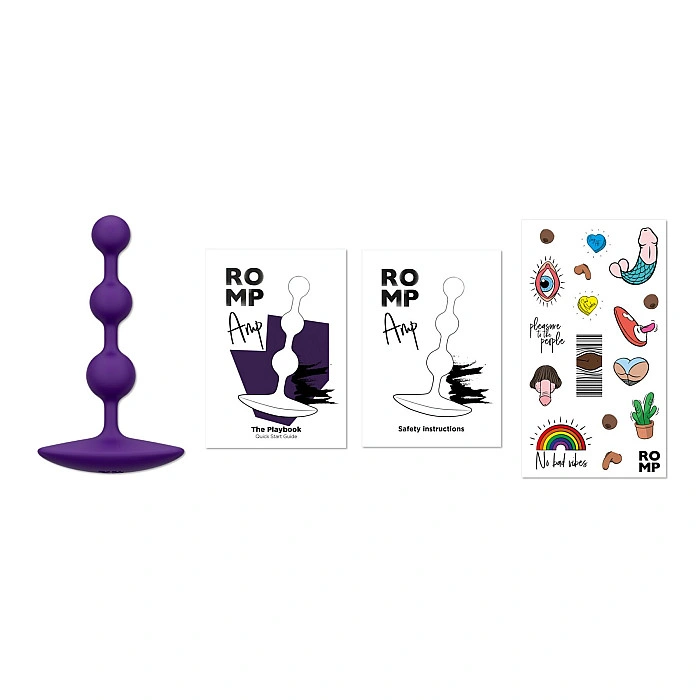 Анальные бусы Romp Amp Dark Purple, силикон, макс. диаметр 2,6 см
