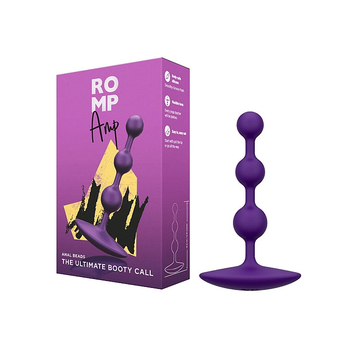 Анальные бусы Romp Amp Dark Purple, силикон, макс. диаметр 2,6 см