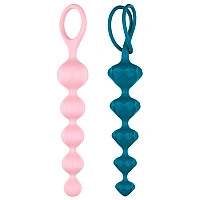 Набор анальных бус Satisfyer Beads Colored, силикон , макс. диаметр 3,3см и 3,5см