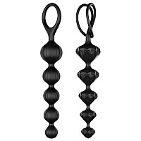 Набор анальных бус Satisfyer Beads Black, силикон, макс. диаметр 3,3 см и 3,5 см