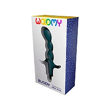 Анальный вибростимулятор Wooomy Buddy, темно-зеленый, гибкий, 10 режимов вибрации, съемная вибропуля