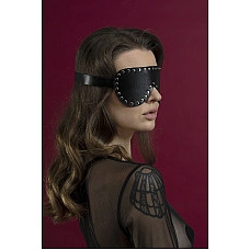 Маска на очі з заклепками Feral Feelings - Blindfold Mask, натуральна шкіра, чорна