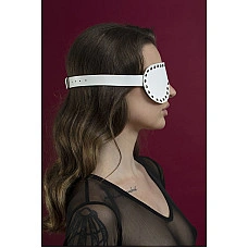 Маска на очі з заклепками Feral Feelings - Blindfold Mask, натуральна шкіра, біла