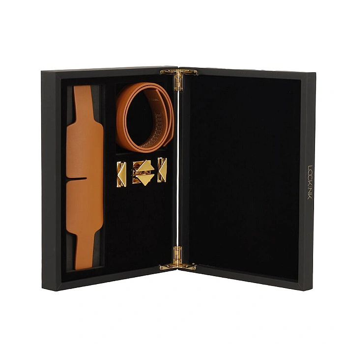 Маска на глаза LOCKINK Blindfold Kit, коричневая, натуральная кожа, регулируемый объем