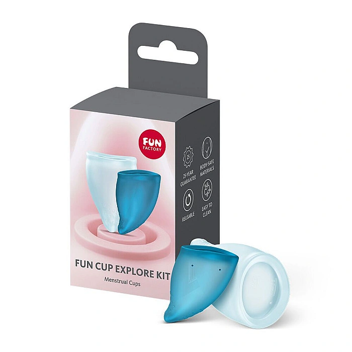 Набор менструальных чаш Fun Factory FUN CUP EXPLORE KIT, 2 шт, Multicolored Turquoise, объемы 20 и 30 мл