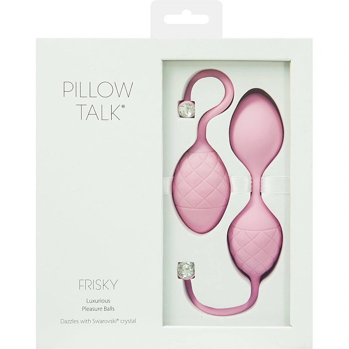 Роскошные вагинальные шарики PILLOW TALK - Frisky Pink с кристаллом, диаметр 3,2см, вес 49-75гр