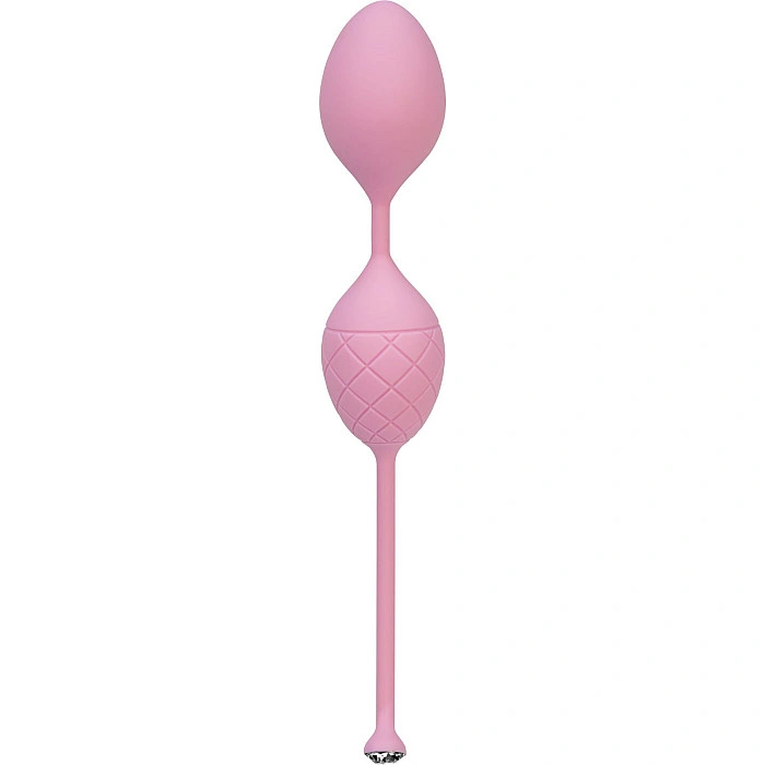 Роскошные вагинальные шарики PILLOW TALK - Frisky Pink с кристаллом, диаметр 3,2см, вес 49-75гр