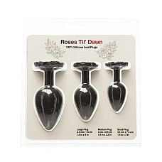 Набор силиконовых анальных пробок BMS Roses Til’ Dawn Silicone Anal Plug Kit Starter Kit Black