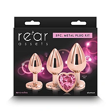 Набор анальных пробок NS Novelties Rear Assets - Trainer Kit - Rose Gold - Pink Heart