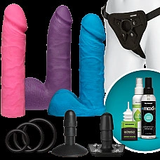 Набор для страпона Doc Johnson Vac-U-Lock Dual Density UltraSKYN Colors Set, диаметр 3х4,5см