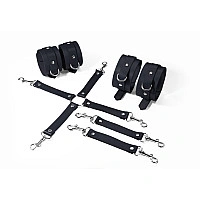 Набор для БДСМ Feral Feelings BDSM Kit 3 Black, наручники, поножи, крестовина