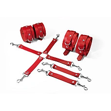 Набір для БДСМ 3 в 1 Feral Feelings BDSM Kit 3 Red, red, наручники, поножі, хрестовина