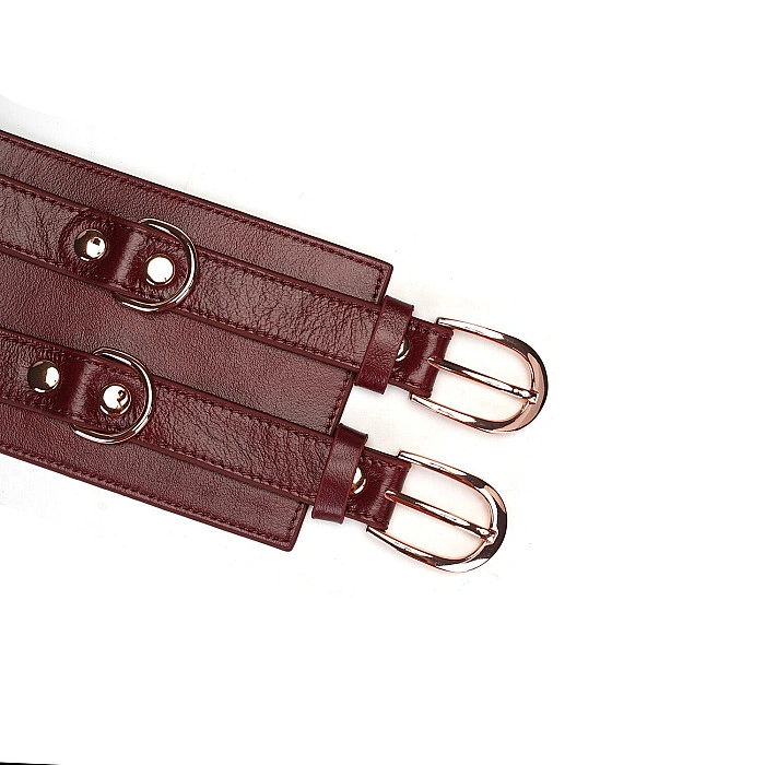 Кожаный пояс для бондажа Liebe Seele Wine Red Waist Cuff, L Size