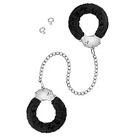 Металлические поножи с мехом Fetish Tentation Adjustable metal and fur ankle cuffs, 2 ключа