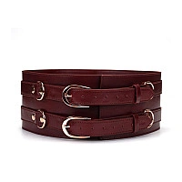Кожаный пояс для бондажа Liebe Seele Wine Red Waist Cuff, S Size
