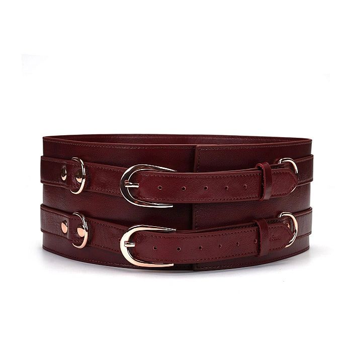 Кожаный пояс для бондажа Liebe Seele Wine Red Waist Cuff, S Size