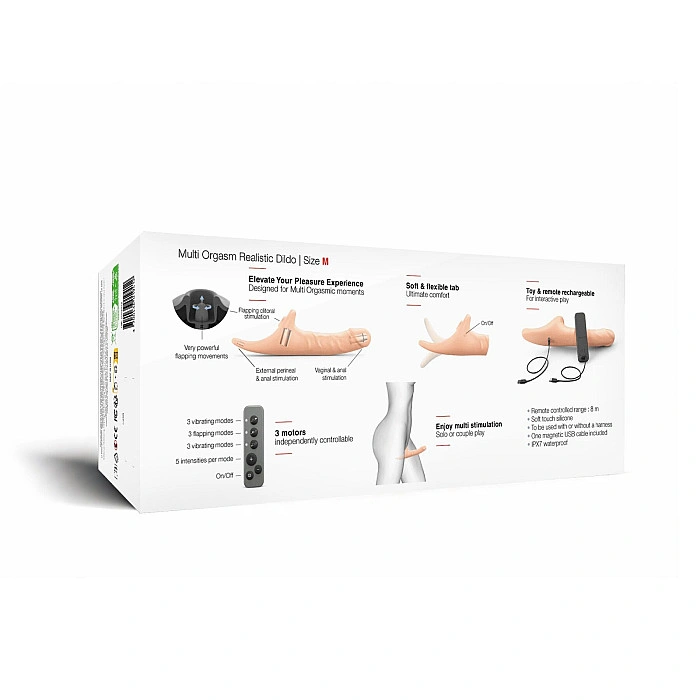 Вібронасадка для страпону з вакуумною стимуляцією Strap-On-Me Multi Orgasm Realistic Dildo M Black