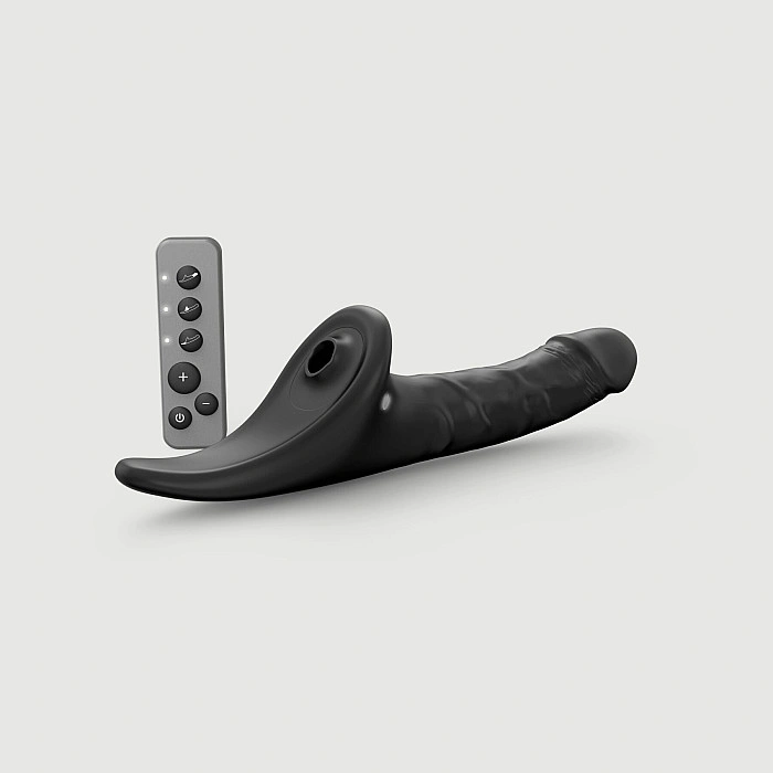 Вібронасадка для страпону з вакуумною стимуляцією Strap-On-Me Multi Orgasm Realistic Dildo L Black