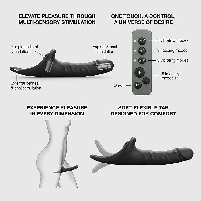 Вібронасадка для страпону з вакуумною стимуляцією Strap-On-Me Multi Orgasm Realistic Dildo L Black