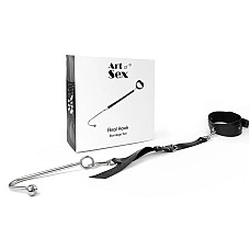 Анальний гак із нашийником з натуральної шкіри Art of Sex - Anal hook, Чорний