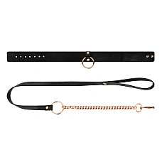 Нашийник з повідцем Rosy Gold - Collar with Leash - Black