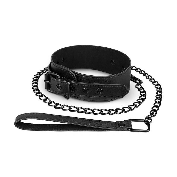 Ошейник с поводком Bedroom Fantasies: Faux Leather Collar & Chain