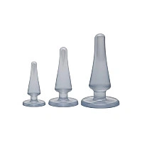Набор анальных пробок Doc Johnson Crystal Jellies Anal - Clear, макс. диаметр 2см - 3см - 4см