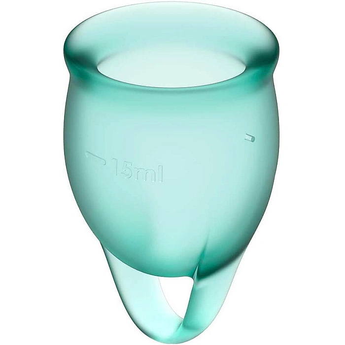 Набір менструальних чаш Satisfyer Feel Confident (dark green), 15мл і 20мл, мішечок для зберігання