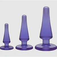 Набор анальных пробок Doc Johnson Crystal Jellies Anal - Purple, макс. диаметр 2см - 3см - 4см