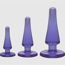 Набір анальних пробок Doc Johnson Crystal Jellies Anal - Purple, макс. діаметр 2см - 3 см - 4 см