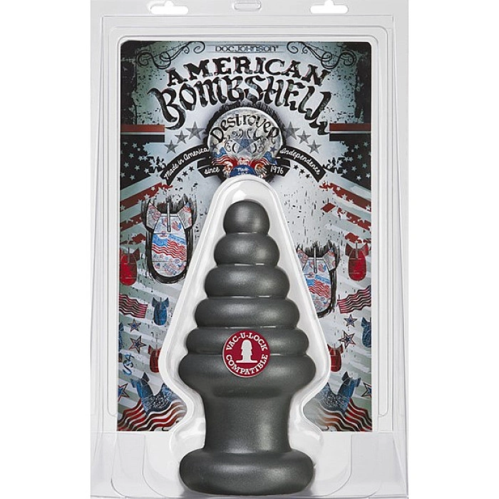 Анальная пробка для фистинга Doc Johnson American Bombshell Destroyer Gun Metal, диаметр 10,7см