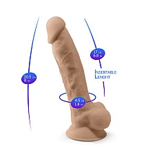 Фалоімітатор SilexD Vetus Flesh (MODEL 1 size 8in), двошаровий, силікон + Silexpan, діаметр 4,2см