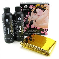 Гель для NURU-массажа Shunga Oriental Body-to-Body – Sparkling Strawberry Wine плюс простыня